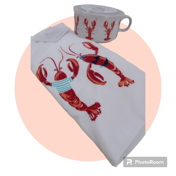 NWT Sigrid Olsen Lobster Kitchen Towels Set of 2 - Picture 2 of 3